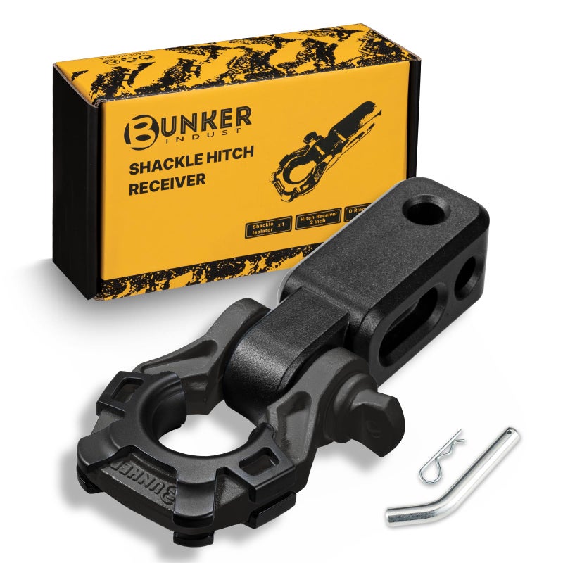 موصل شاكلة BUNKER INDUST 34 D حلقة شاكلة مع موصل مقطورة يناسب 2 موصلات ملحقات سحب استرداد الطرق الوعرة للشاحنات جيب بيك أب أسود